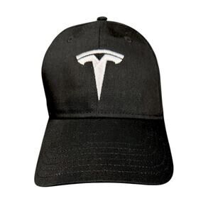 Tesla Classic Embroidered Logo Black Strapback Otto Logo Hat Electric Car - OSFM